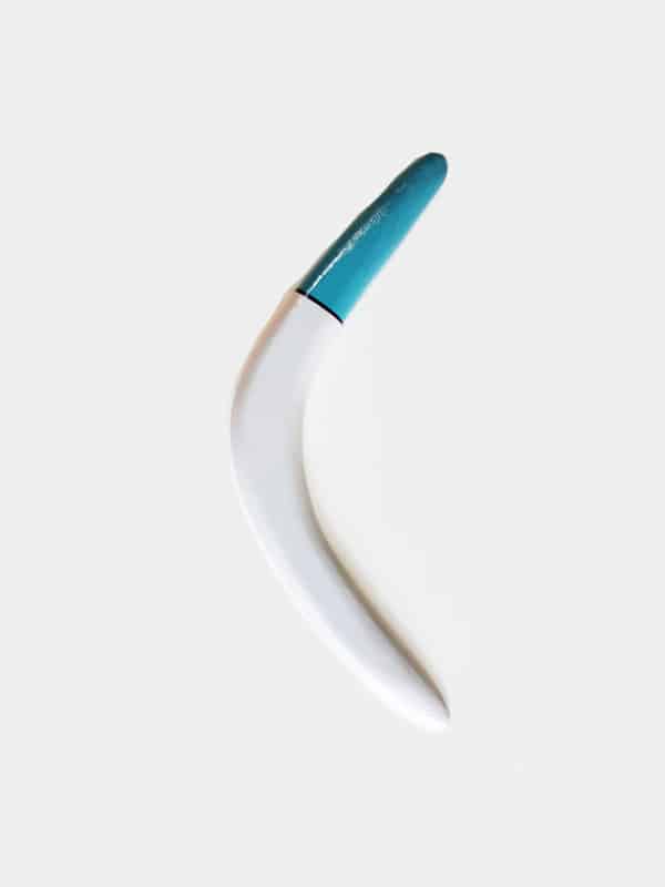 Boomerang funzionante azzurro e avorio